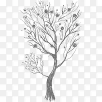 手绘冬季黑色大树-空若网 手绘冬季黑色大树-空若网