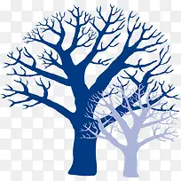 蓝色手绘四季大树-空若网 蓝色手绘四季大树-空若网