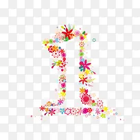数字 1 花朵 拼接 小清新-空若网 数字 1 花朵 拼接 小清新-空若网