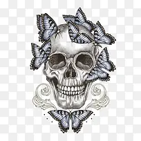 创意骷髅头蝴蝶插画-空若网 创意骷髅头蝴蝶插画-空若网