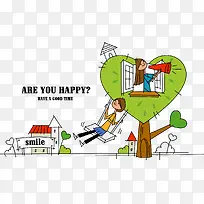 手绘卡通线条风格插画-空若网 手绘卡通线条风格插画-空若网