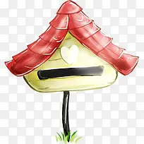 红色手绘漫画爱心树屋-空若网 红色手绘漫画爱心树屋-空若网