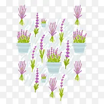 紫色薰衣草无缝背景矢量素材-空若网 紫色薰衣草无缝背景矢量素材-空若网