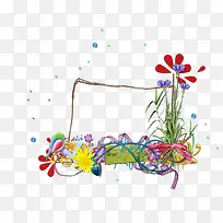 鲜花树枝边框车漂浮-空若网 鲜花树枝边框车漂浮-空若网