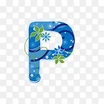 蓝色花纹字母P-空若网 蓝色花纹字母P-空若网
