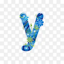 蓝色花纹字母y-空若网 蓝色花纹字母y-空若网