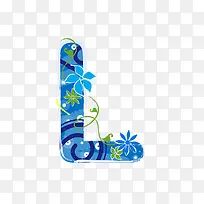 蓝色花纹字母l-空若网 蓝色花纹字母l-空若网