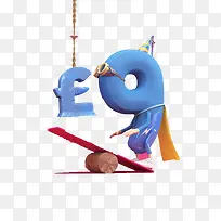 简约蓝色人物数字9-空若网 简约蓝色人物数字9-空若网