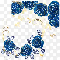 蓝花边框矢量素材-空若网 蓝花边框矢量素材-空若网