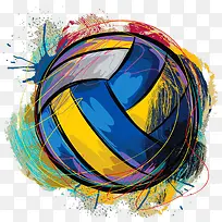 手绘水彩排球-空若网 手绘水彩排球-空若网