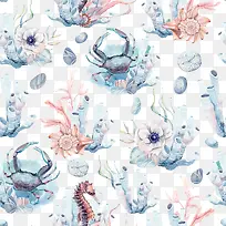 水彩植物和海鲜-空若网 水彩植物和海鲜-空若网