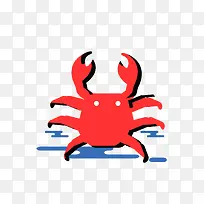 红色扁平化螃蟹元素-空若网 红色扁平化螃蟹元素-空若网