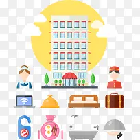 扁平化酒店元素图标-空若网 扁平化酒店元素图标-空若网