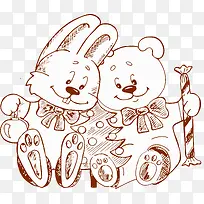 手绘卡通动物图案-空若网 手绘卡通动物图案-空若网