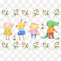 手绘卡通动物装饰素材-空若网 手绘卡通动物装饰素材-空若网