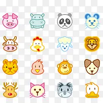 数款可爱卡通动物头像矢量素材-空若网 数款可爱卡通动物头像矢量素材-空若网