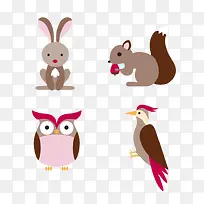 4款卡通森林动物矢量素材-空若网 4款卡通森林动物矢量素材-空若网