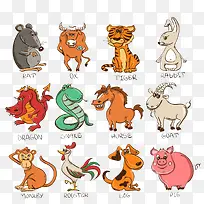 十二生肖动物卡通高清免扣素材-空若网 十二生肖动物卡通高清免扣素材-空若网