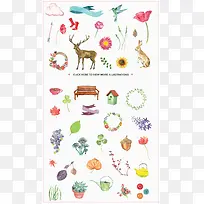 各种手绘动物 花环 绿草 png素材-空若网 各种手绘动物 花环 绿草 png素材-空若网