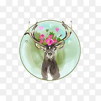 水彩鹿头-空若网 水彩鹿头-空若网