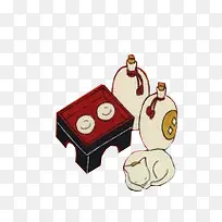 手绘卡通凳子食物-空若网 手绘卡通凳子食物-空若网