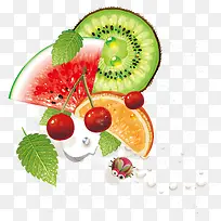 猕猴桃西瓜水果背景矢量素材-空若网 猕猴桃西瓜水果背景矢量素材-空若网