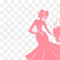 粉色捧花新娘背景矢量素材-空若网 粉色捧花新娘背景矢量素材-空若网