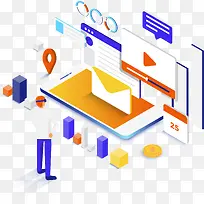 渐变立体2.5D矢量科技插画-空若网 渐变立体2.5D矢量科技插画-空若网