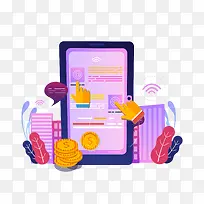 渐变工作办公2.5D矢量插画-空若网 渐变工作办公2.5D矢量插画-空若网