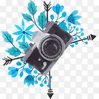 创意合成蓝色的花朵植物树枝-空若网 创意合成蓝色的花朵植物树枝-空若网