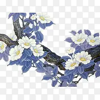 蓝色手绘创意花朵-空若网 蓝色手绘创意花朵-空若网