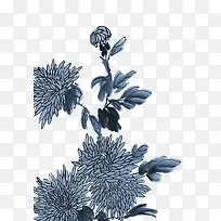 蓝色古典水彩花朵-空若网 蓝色古典水彩花朵-空若网