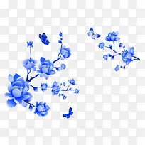 蓝色花朵素材彩绘素材-空若网 蓝色花朵素材彩绘素材-空若网