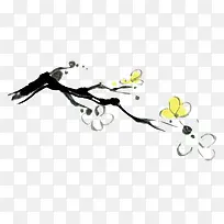 水墨树枝上的几片花-空若网 水墨树枝上的几片花-空若网