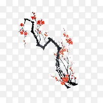 黑色树枝红色花朵花枝-空若网 黑色树枝红色花朵花枝-空若网