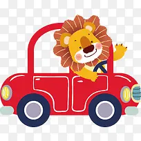 开小汽车的狮子卡通图案-空若网 开小汽车的狮子卡通图案-空若网