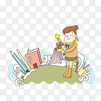 卡通手绘教师节教师-空若网 卡通手绘教师节教师-空若网