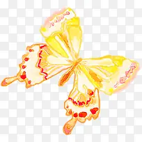 手绘水彩黄红色蝴蝶-空若网 手绘水彩黄红色蝴蝶-空若网