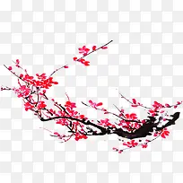 复古粉色梅花装饰树枝-空若网 复古粉色梅花装饰树枝-空若网