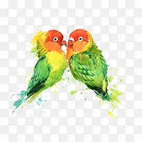 两只鹦鹉水彩画免抠素材-空若网 两只鹦鹉水彩画免抠素材-空若网
