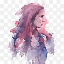 彩色水墨美女插画-空若网 彩色水墨美女插画-空若网