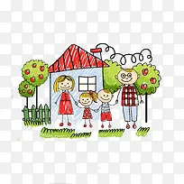 一家三口插画-空若网 一家三口插画-空若网