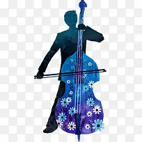 手绘水彩大提琴男子-空若网 手绘水彩大提琴男子-空若网