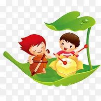 卡通可爱拉琴儿童-空若网 卡通可爱拉琴儿童-空若网