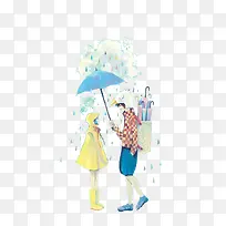 卡通手绘男孩女孩爱情雨伞下雨-空若网 卡通手绘男孩女孩爱情雨伞下雨-空若网