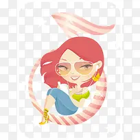 听音乐的时尚美女手绘插画-空若网 听音乐的时尚美女手绘插画-空若网