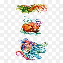 手绘水彩动物-空若网 手绘水彩动物-空若网