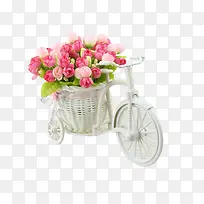 白色单车载粉玫瑰-空若网 白色单车载粉玫瑰-空若网