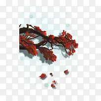 红色树叶树枝背景-空若网 红色树叶树枝背景-空若网