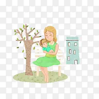 母亲节母女插画-空若网 母亲节母女插画-空若网